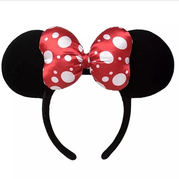 Disney Minnie Satin Polka Dot Bow Ear Headband
